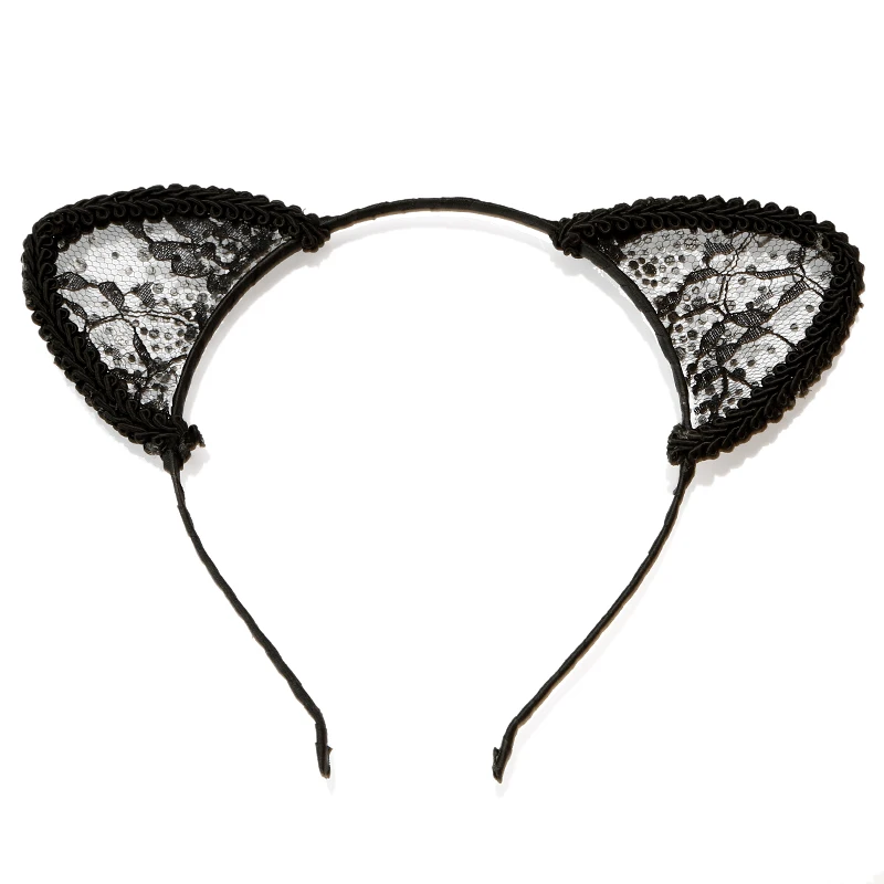 Black Sex Lace Anime Cat Ears Headband - Buy Sexy Cat Ear Headband ...