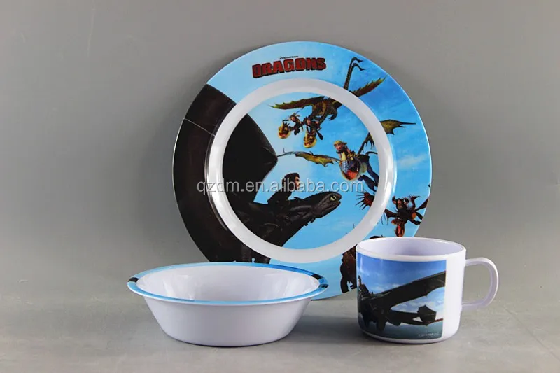 3 Piece Melamine Dinner Ware Sets For Kids/OEM Welcomed