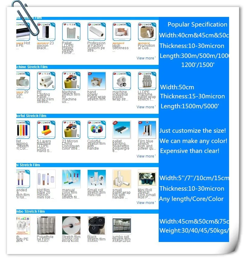 PE Shrink Clear Jumbo Roll Strech Film for Packaging Stretch Wrap Film