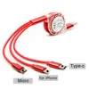 BINOSUN High Quality Multiple Fast 3 Way Retractable Charging Cable