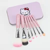 Portable mental box Nylon Brush Material and Wood Handle Material Hello Kitty 7 Pcs cute makeup brush set
