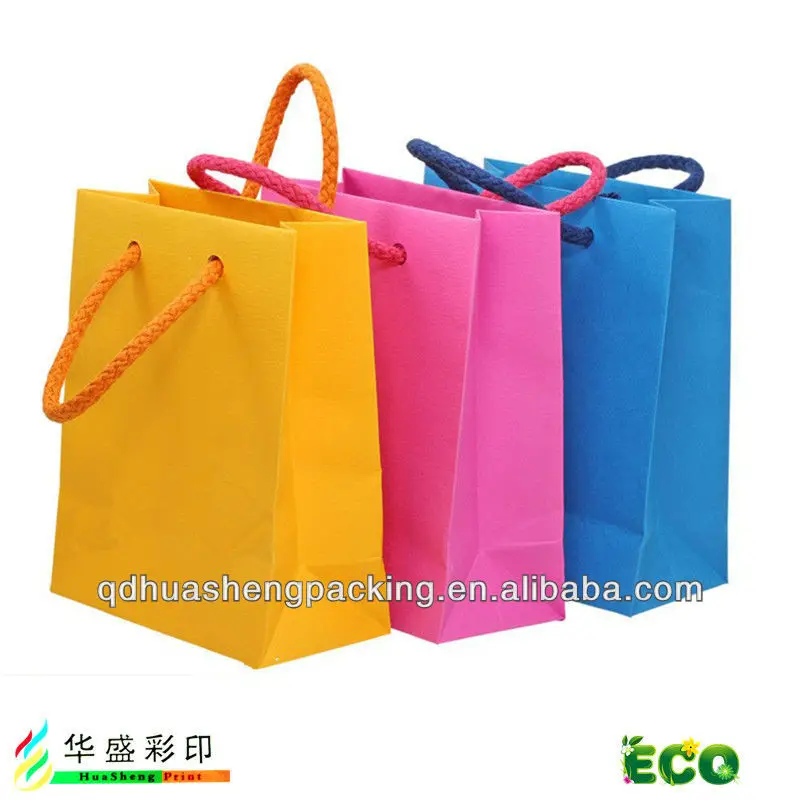 Colorful Bowknot Gift Paper Bags Party Stick Handle Candy Bags Pouch 16.5x12.5CM 
