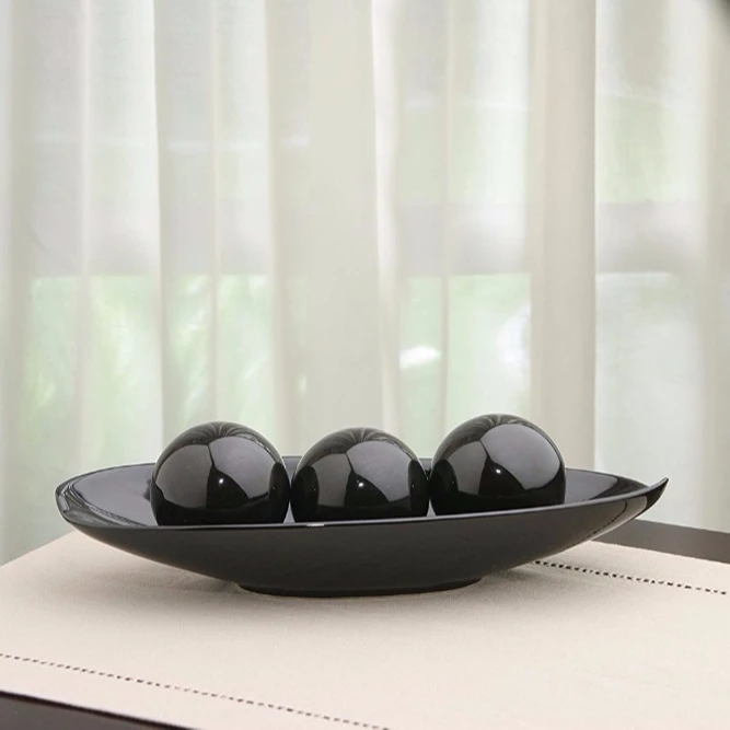 Black Decorative Bowl And Orb Set Ideal Gift For Weddings Special