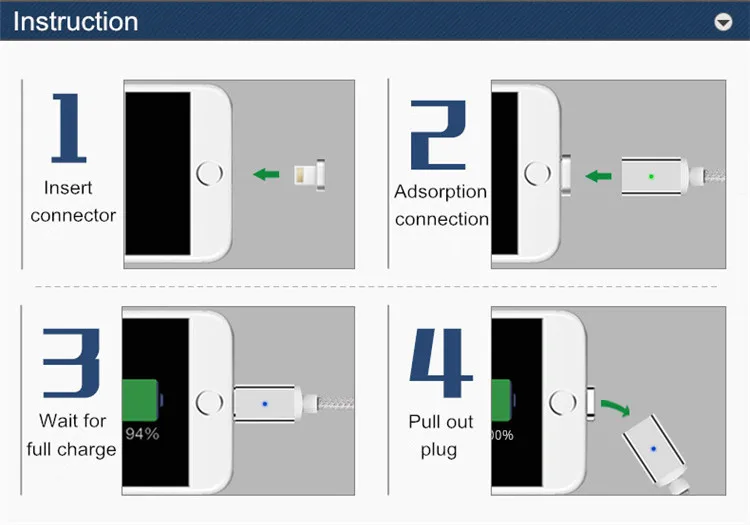 Superior Quality 2A Magnetic cable 3 in 1 Charging Cable