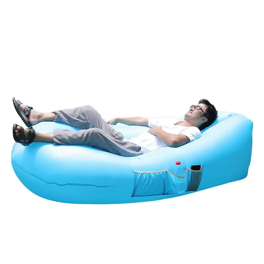 Portable Inflatable Lounger Chair Air Sofa Bed Sleeping Bag with Adjustable Backrest for Indoor Outdoor Camping Beach Park Backyard Pool