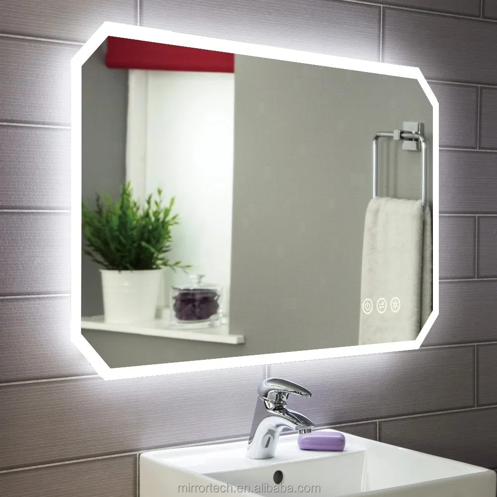 Lighted hotel rectangular back-lit mirror