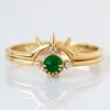 LOZRUNVE Stacked 925 Sterling Silver Cubic Zirconia Emerald Sun Ring Set