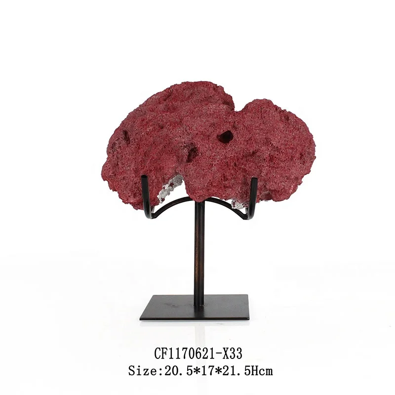 Artificial Resin Red Coral Decor Coral Metal Base Home Decor details