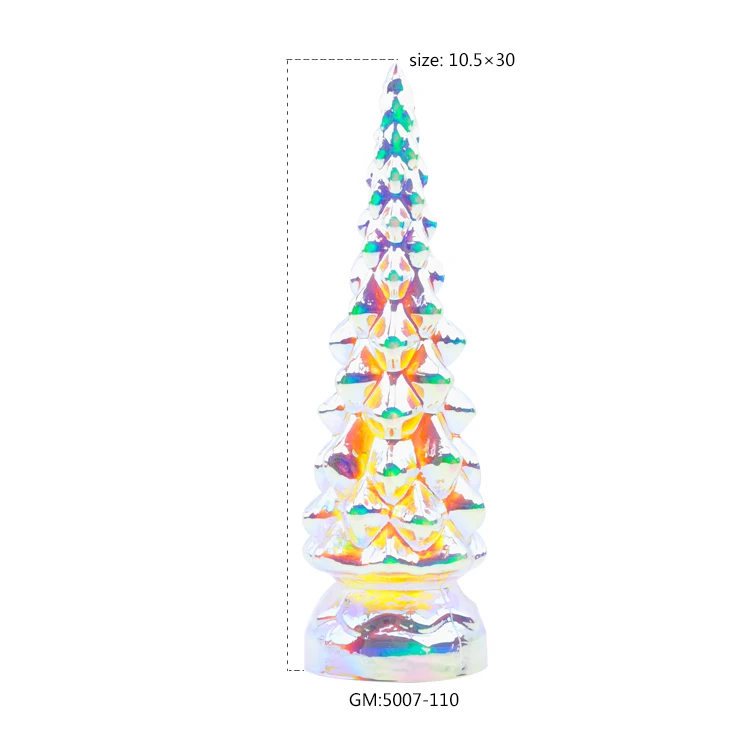 Christmas decorative blown led glass tree with rainbow color for christmas home ornament manufacture