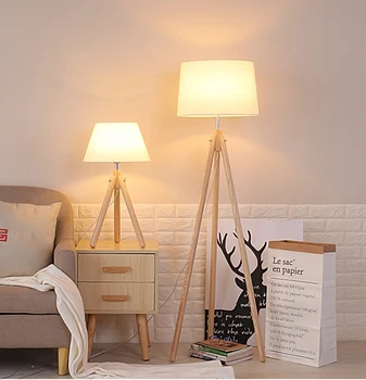 Nordic Wooden Tripod Hotel Cafe Decor Indoor Lights Led Floor Lamp Dimmable Standing Color Changing Nordic Wooden Tripod Hotel Cafe Decor Indoor Lights Led Floor Lamp Dimmable Standing Color Changing