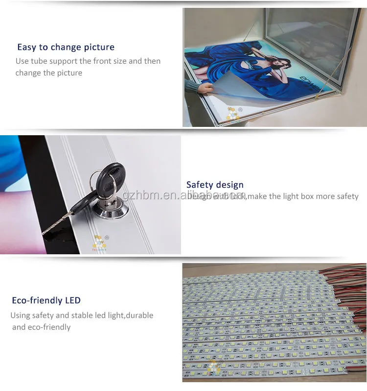 Outdoor light box snap aluminum LED picture frame waterproof slim light box