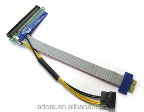 PCI-E 1x To 16x Extender PCI Express Riser Ribbon Cable with Molex Power