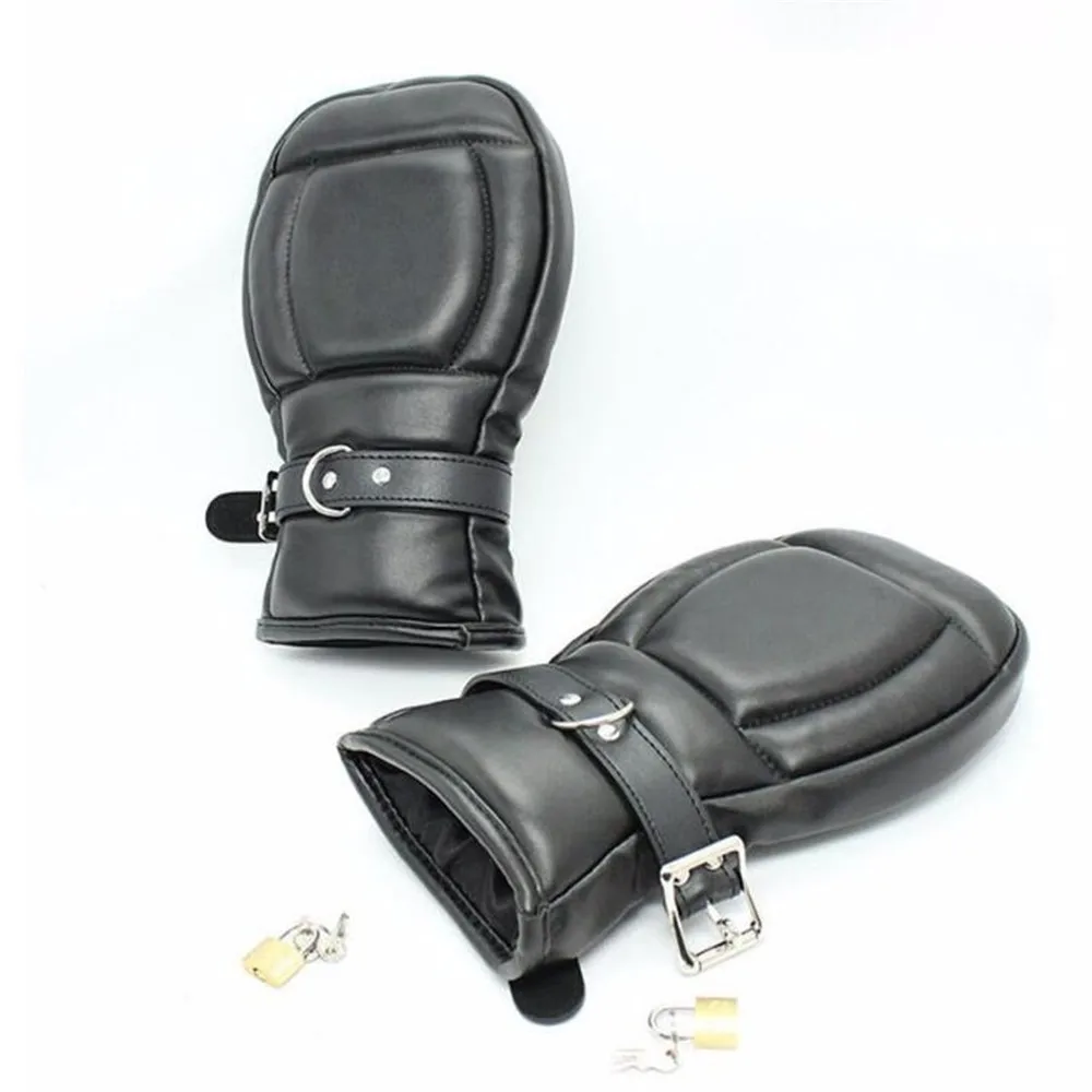 pu皮革上锁软垫手套小手套手束缚束缚成人游戏趣味玩具成人