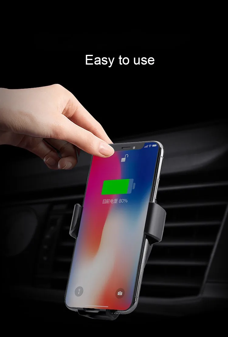 Chargeur Rapide Sans Fil Qi Support De Prise D'air de Voiture Sans Fil chargeur Pour iPhone XS X XR XS MAX Note 9 chargeur rapide Sans Fil - ANKUX Tech Co., Ltd