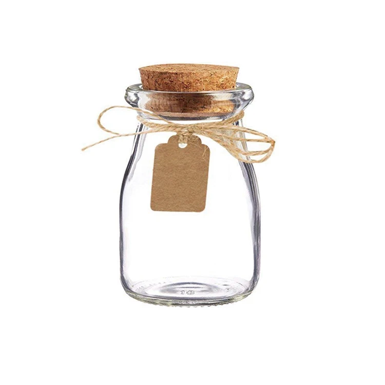 100ML 3.4oz Glass Favor Jar with Cork Lids,Escort Card and Twine Wedding Favor Party Favor Glass Bottles Honey Pot Bottles