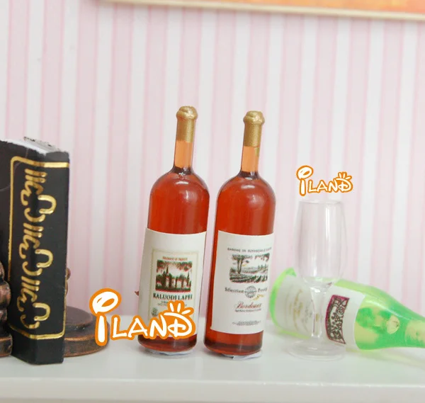Casa De Muñecas En Miniatura Cajón de madera de vino con 6 botellas de vino