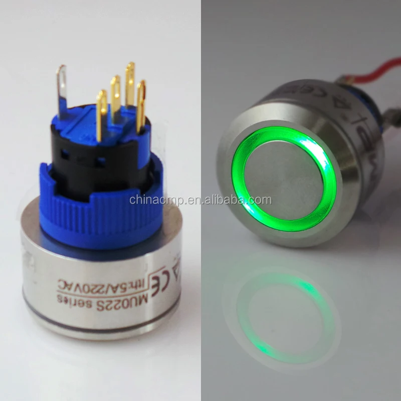 CMP 24V 12V 220V AC/DC ANGEL EYE ring illuminated push button led switch(CMP 22mm Series,CE and TUV approval)