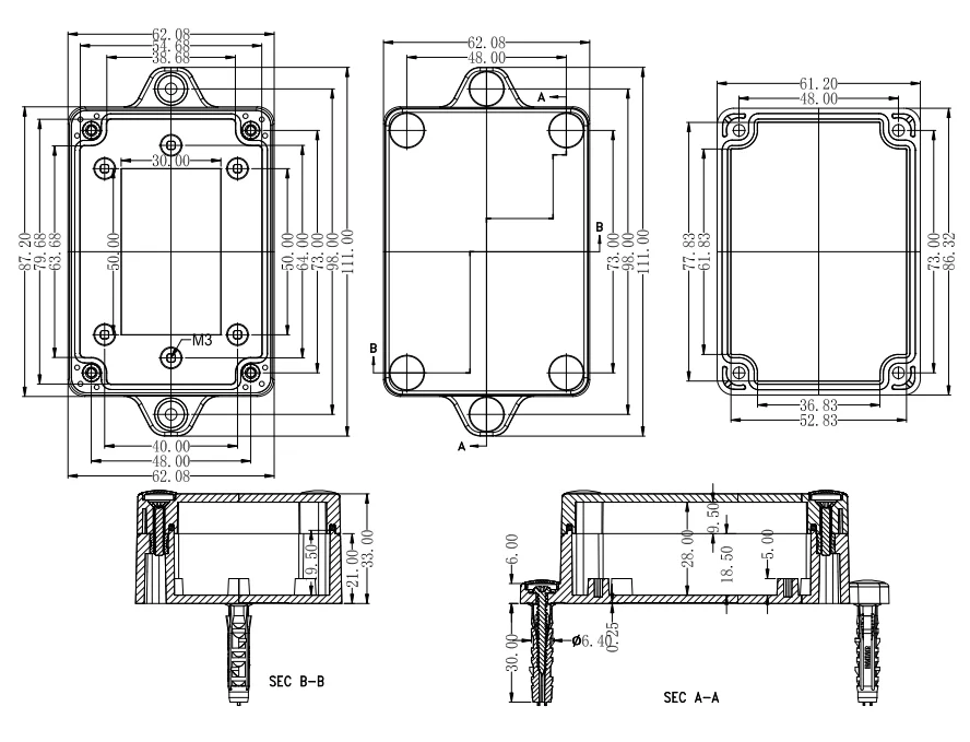 ABS IP68 Waterproof electronics plastic enclosure box
