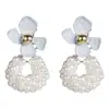Alloy spray-painted flowers imitation pearl earrings girl heart refined elegant earrings manufacturers direct earrings