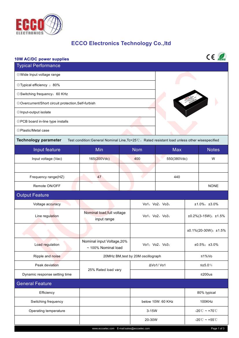 Isolated 10w Ac/dc Converter 400vac To 5v/9v/12v/15v/24v/28v/48v