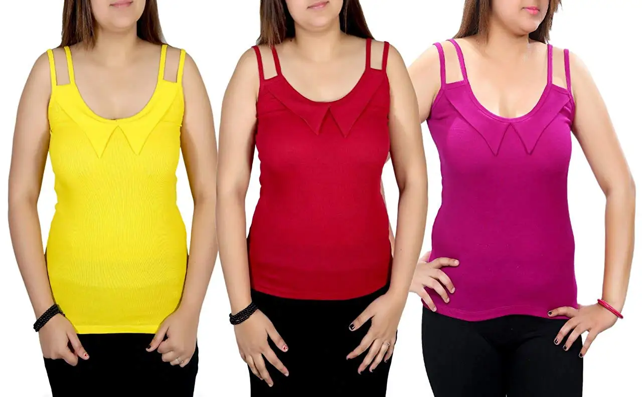Pack Of 3 Q-rious Womens Collar Camisoles