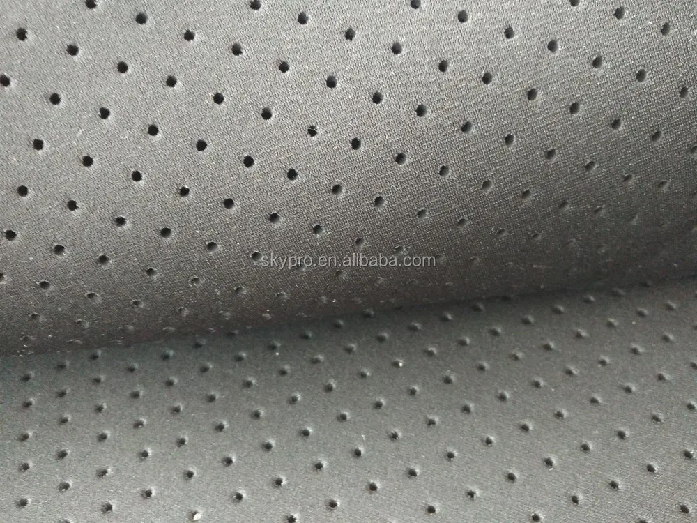 Breathable Black Mesh Neoprene Perforated Rubber Sheet With Spandex