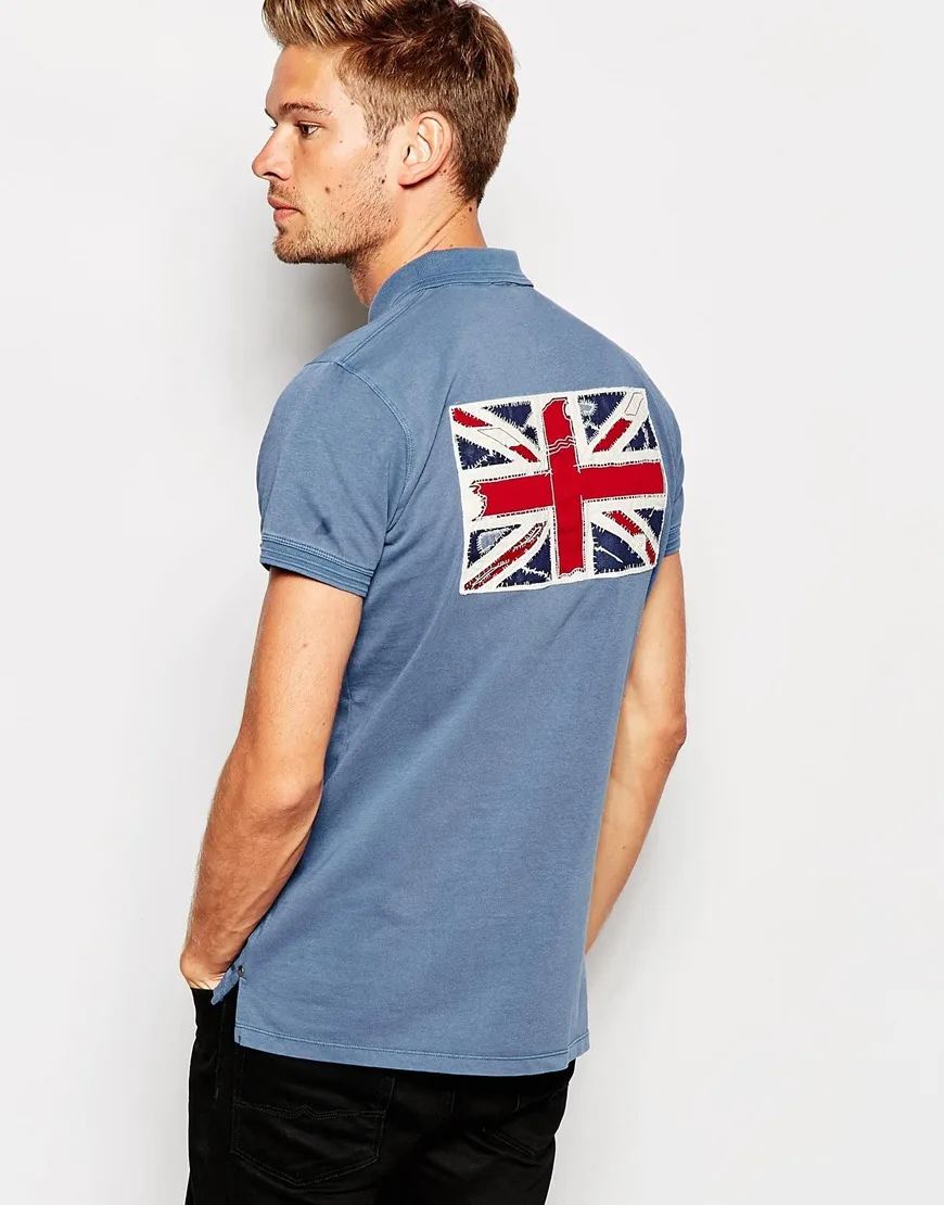 Men's Polo Shirt With Lining Cotton Polo Embroidered Flag Logo Collar ...