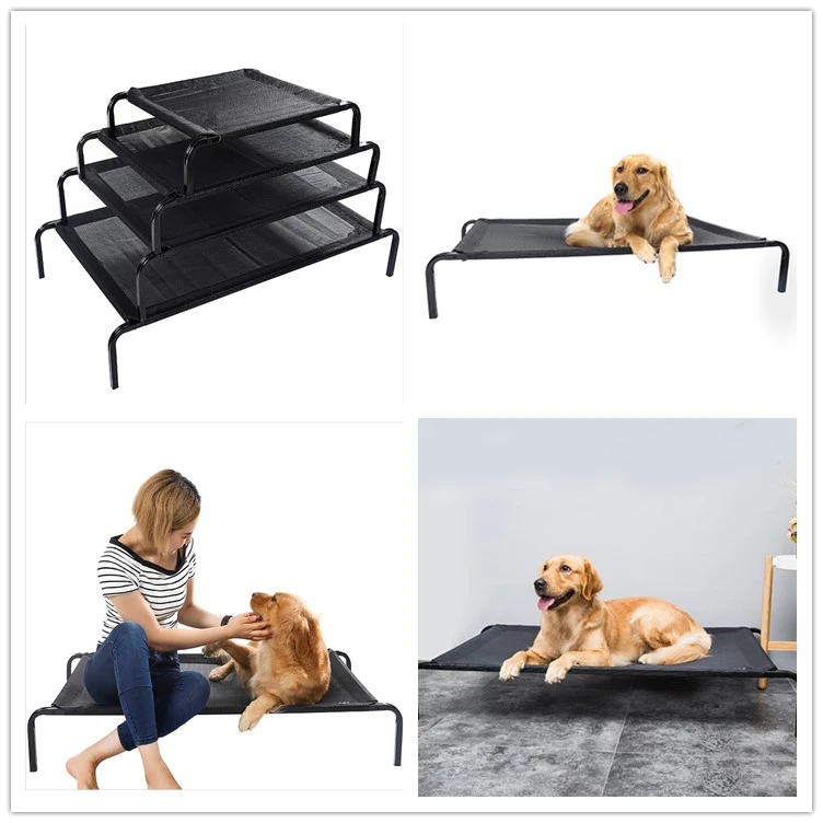 Outdoor Washable Wrought Iron Metal Frame Mesh Raised Dog Bunk Bed For