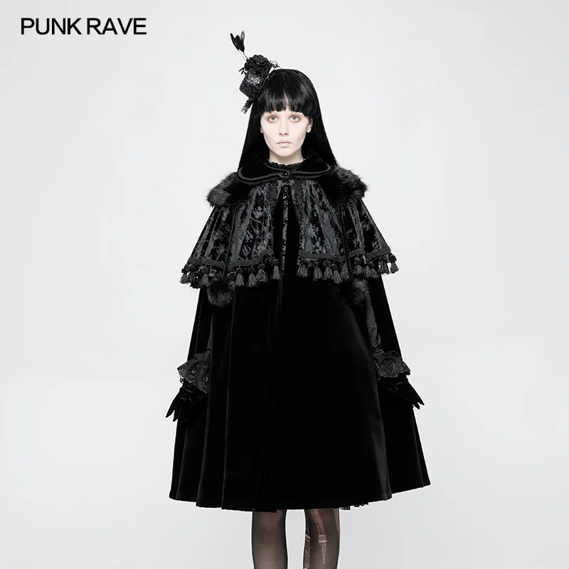 
WLY-076 Vintage clothing PUNK RAVE lolita Style hooded cosplay cape cloak Coat 