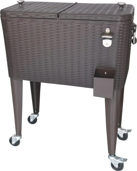 Rolling Ice Chest Portable 80 Quarts Cooloer Beverage Cart Steel Rolling Ice Chest Portable 80 Quarts