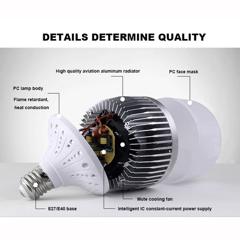 LED High Power Bulb Super Bulb Bulb E40 220V30W/50W/80W/100W/150W Workshop Factory Lighting