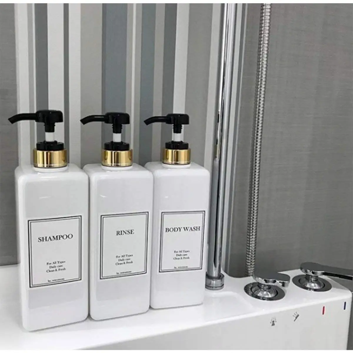 Unique 32/410 Top Gold Refillable Shampoo And Conditioner Dispenser Empty  Shower Plastic Bottle With Pump - Buy Personal Care Skin Care,For Bathroom  