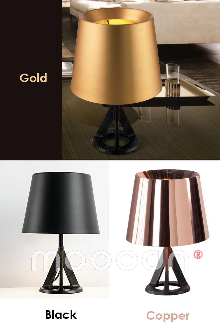 Modern Tom Home Decorative Small Luxury Gold Chrome Brushed Aluminum Metal Table Lamp for bedside