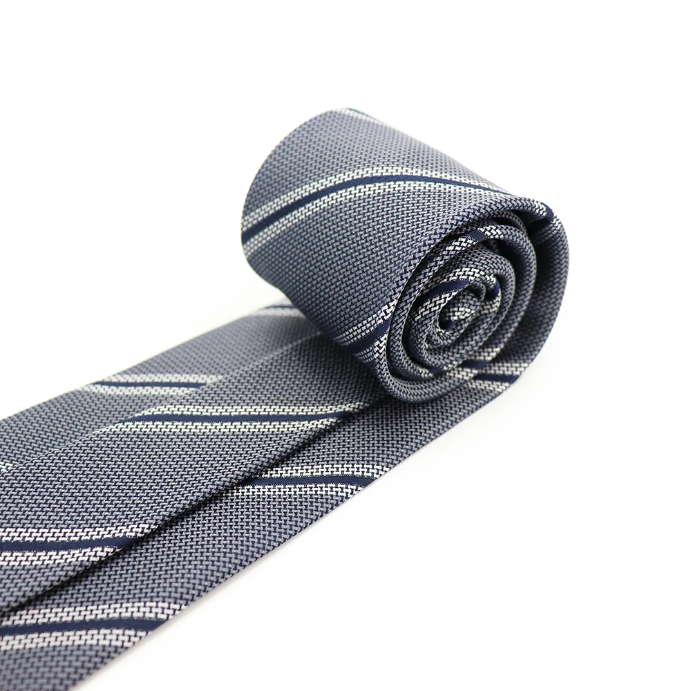 Customized Design Gray All Silk Woven Jacquard Striped Neck Tie Male ...