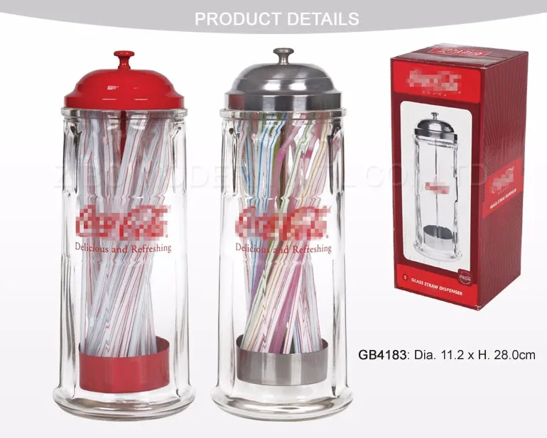 Wholesale Clear Glass Straw Dispenser With Stainless Steel Cap Buy