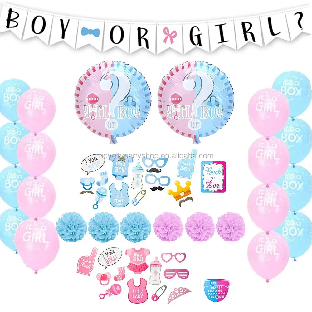 Birthday Baby Shower Decorations Boy Or Girl Banner Balloon Photo