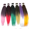 1 pack 26inch 95grams low temperature flame retardant synthetic ombre purple blue blonde pre stretched braiding hair