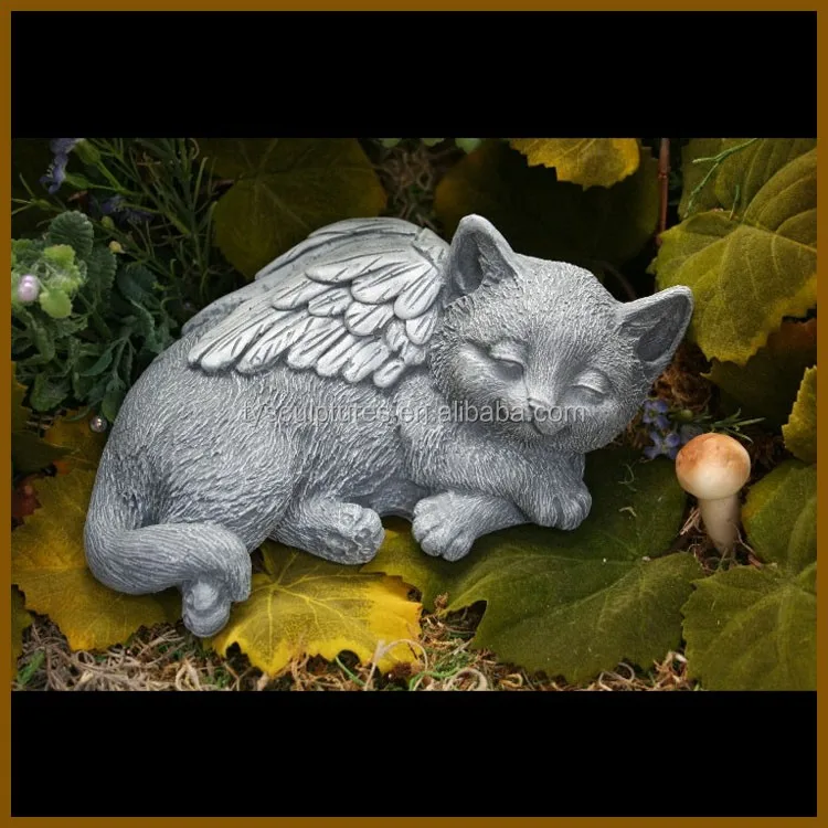 热卖雕刻花岗岩幸运睡眠猫雕像花园装饰