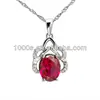 Fashionable crown ruby 925 sterling silver pendant necklace