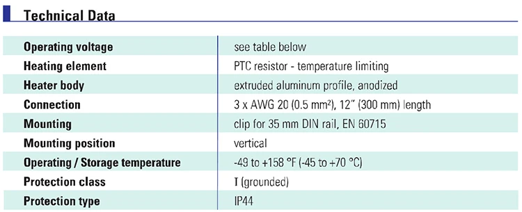 Тип подогреватель PTC HGK 047 10W 1A DIN-рейки установленный с CE