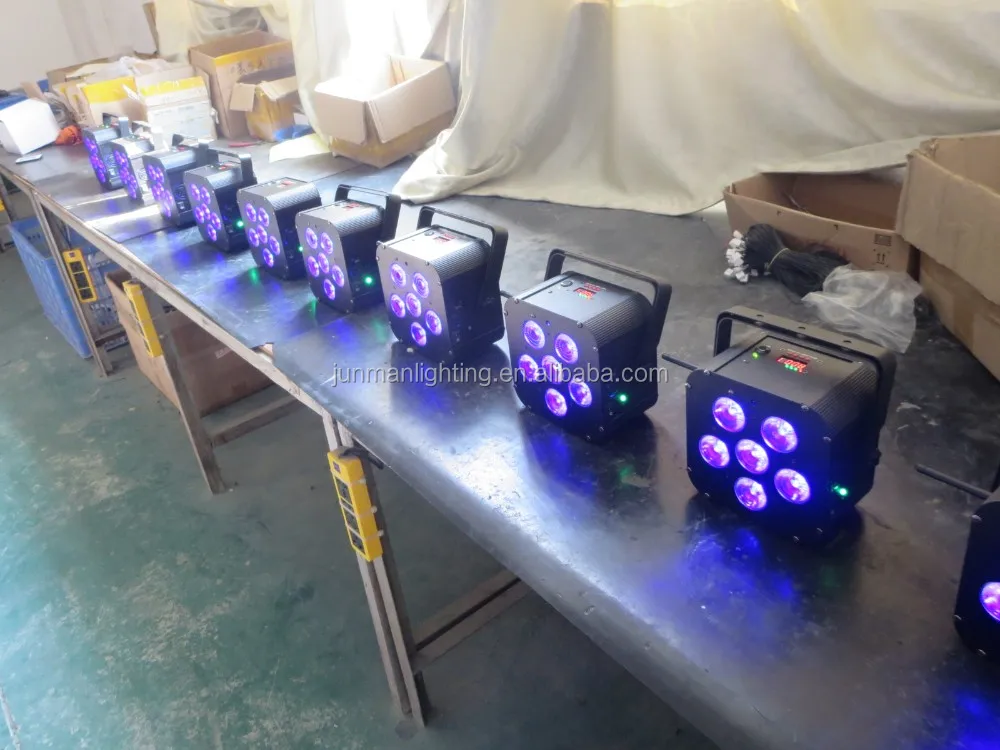 6*18W RGBWA+UV Flat Wireless DMX IR Battery Powered 6 in 1 Led Par64 Uplights DJ Stage Lighting