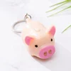 Wholesale LED Cartoon Animal Keychain Cute pig Keyring with Sound LED Flashlight Toy Keychain