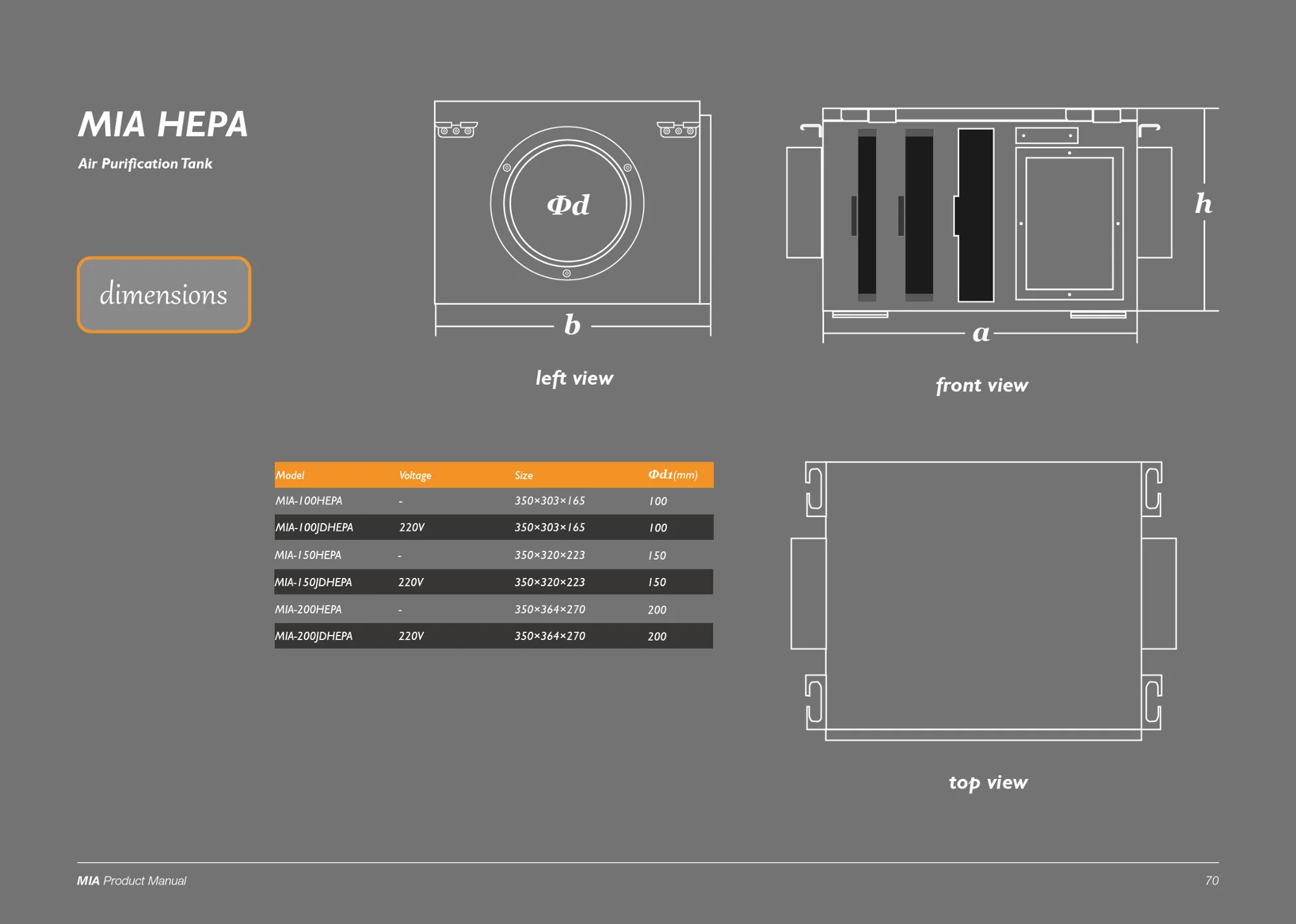 Mia ventilation room fresh air hvac system JDHEPA-150