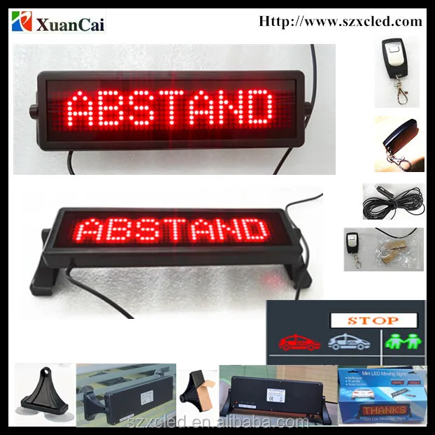 Wireless RF remote control calling fixed ABSTAND reminding words rear window LED car sign