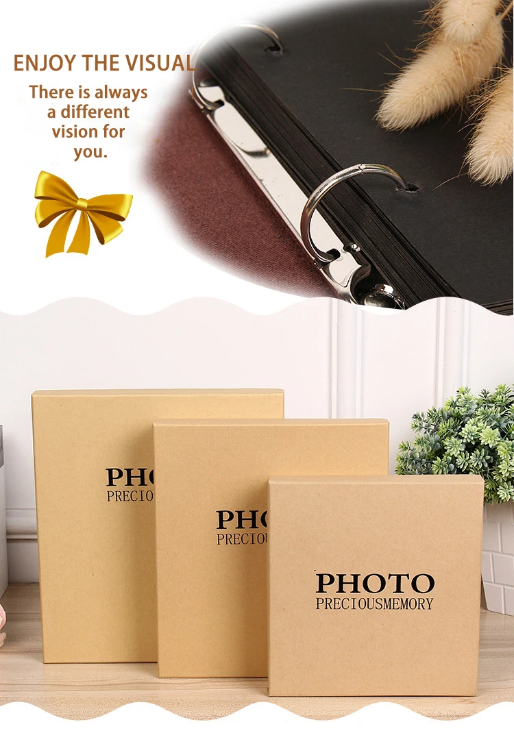 Wholesale Soft PVC Self Adhesive Sheets Loose Leaf Wedding Faux Leather Photo Album With Packaging Box