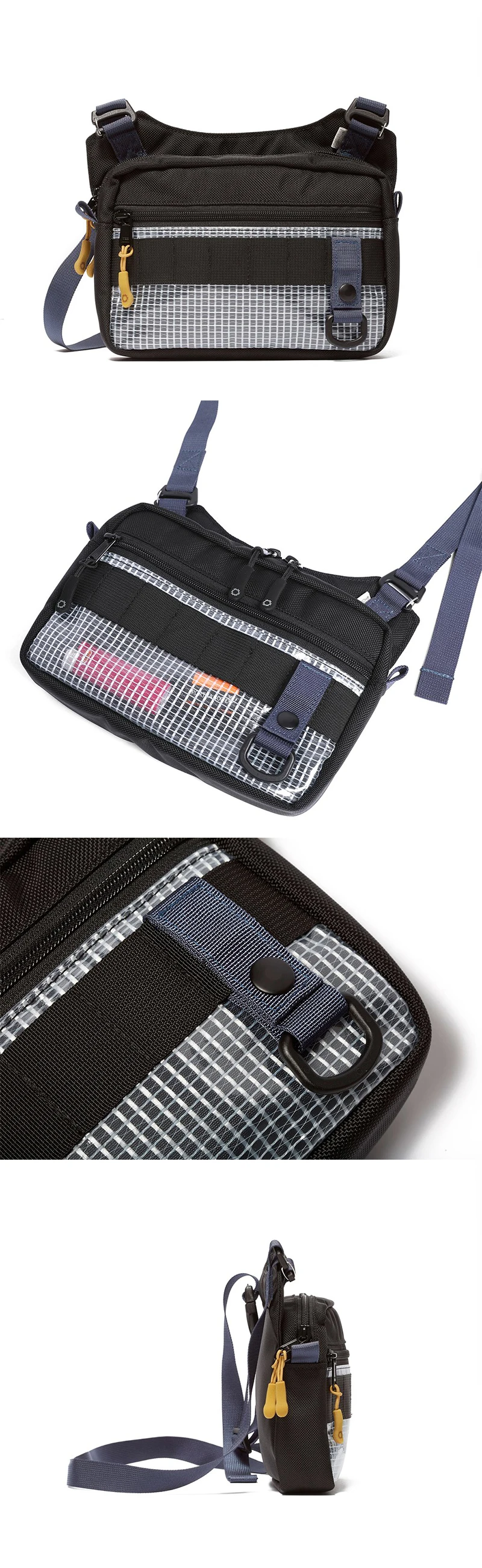 Custom Men Nylon Waterproof Sling Bag Shoulder Chest Bags With Clear