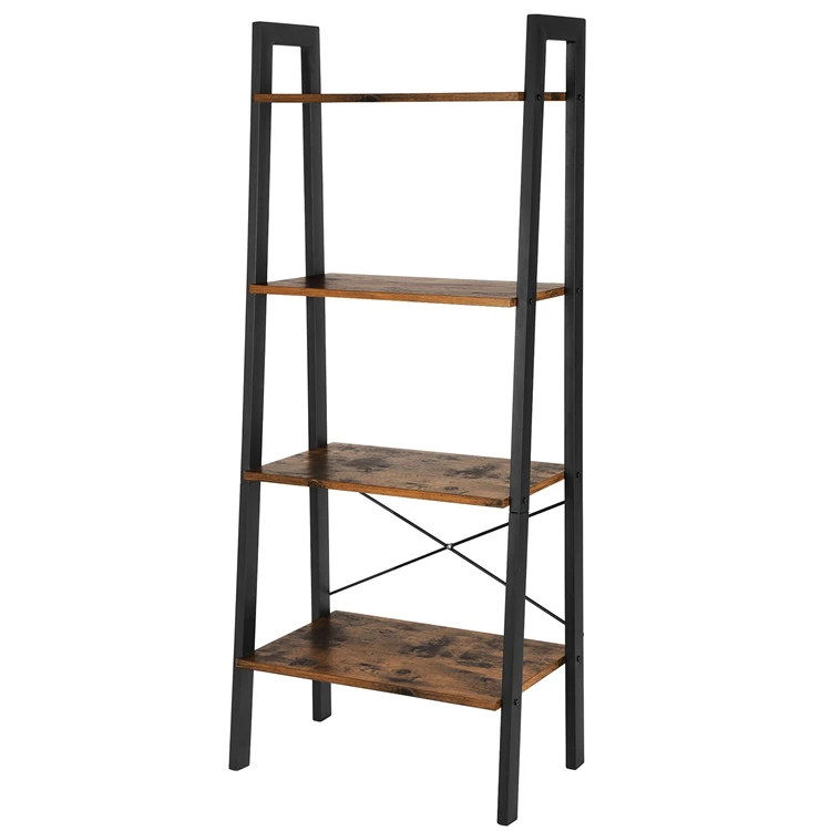 Vasagle European Style Iron Wood Industrial Bookcase With Ladder