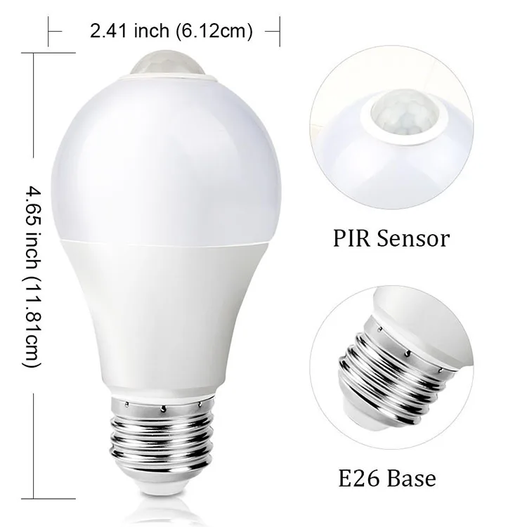Good Price A60 A19 Pir Motion Sensor E27 Day Night Light Sensor Led