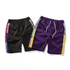 Men Beach Shorts Custom Letter Print Purple Black Elastic Waist Shorts