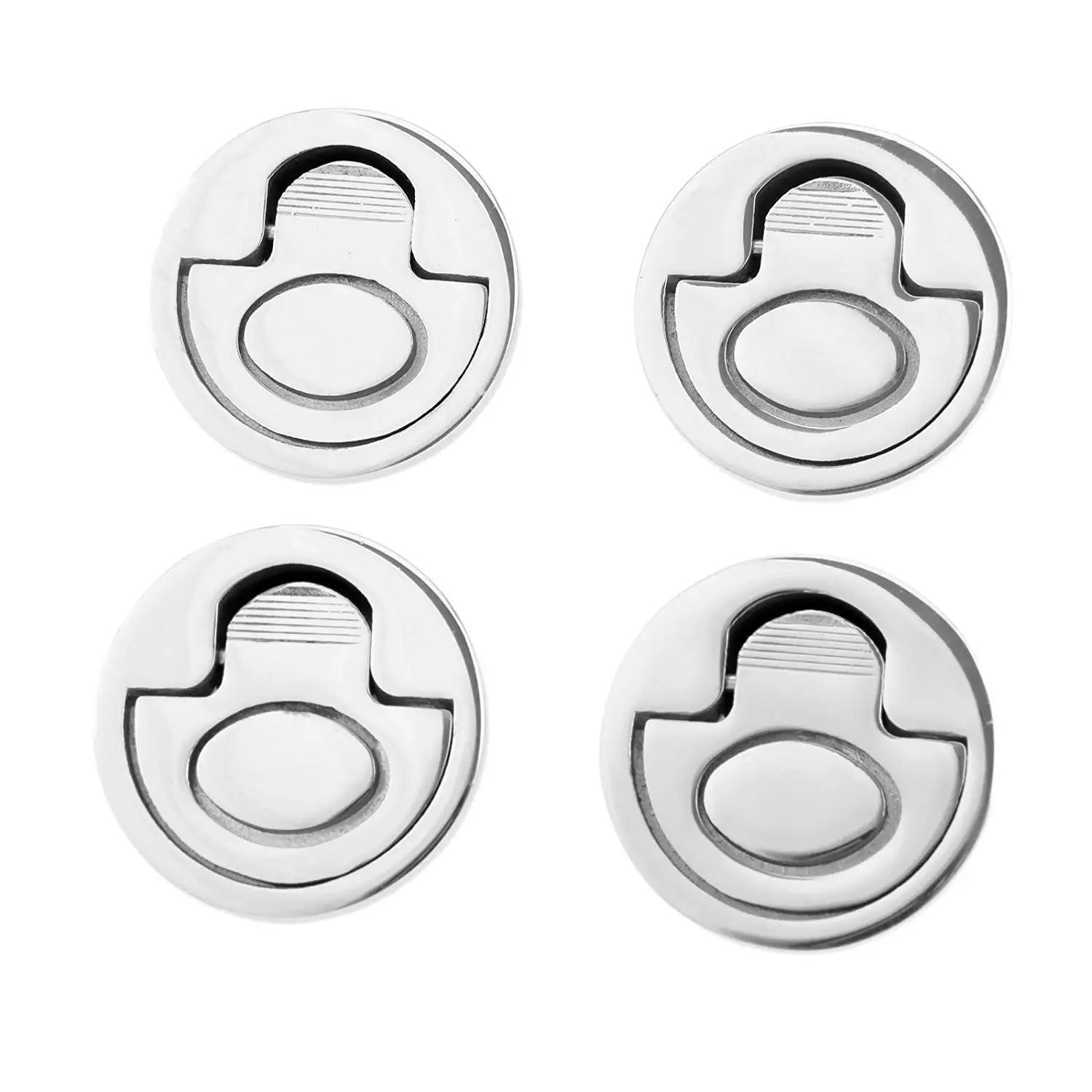 Mtsooning 4pcs Boat Hatch Handle Stainless Steel Round Pull Ring Latch Locker Flush 1.97 Locker Marine Yacht Cabinet Pull Lift